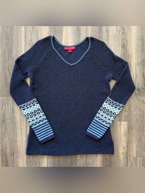 Krimson Klover Navy Blue V-Neck Sweater Size L